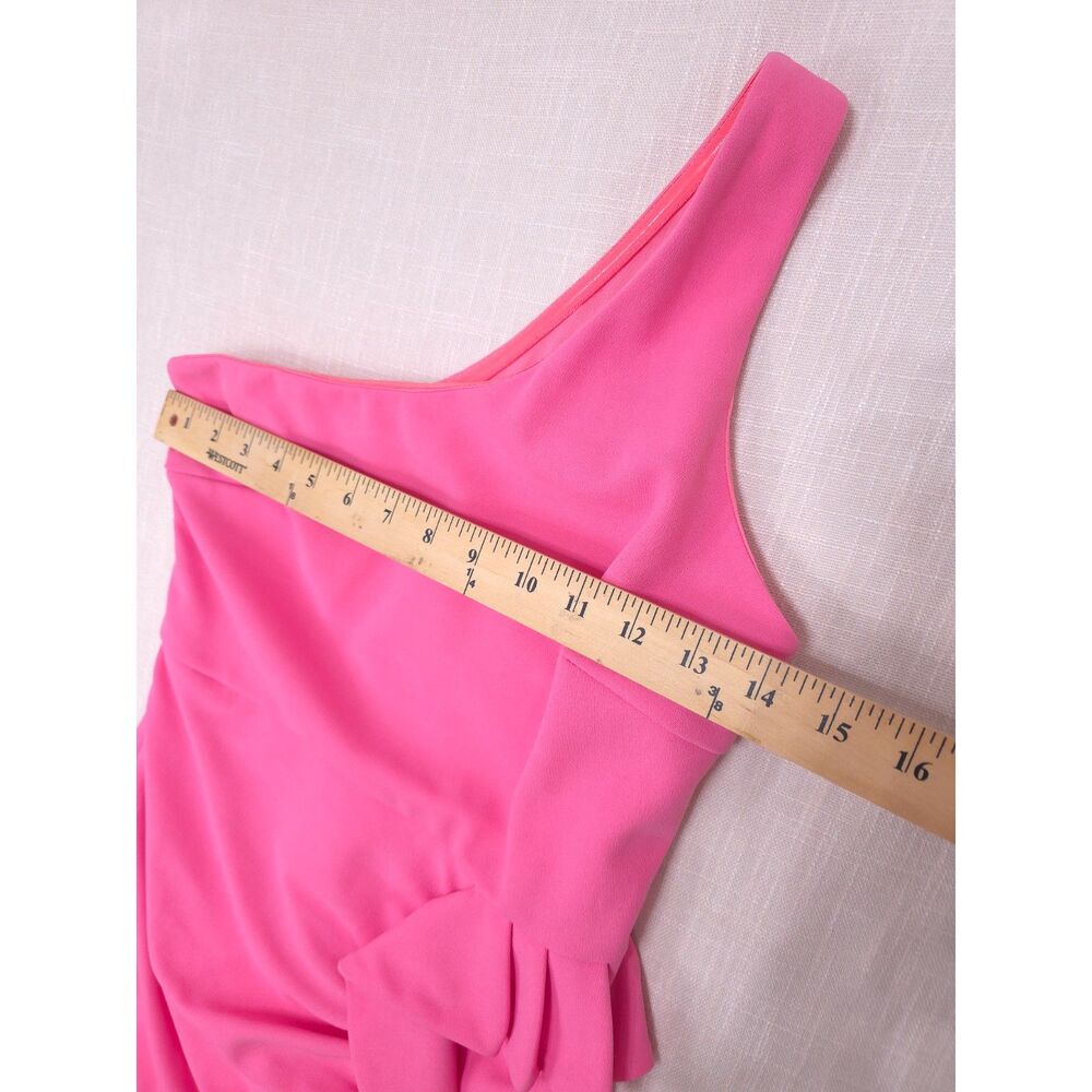 Hot Pink One Shoulder Ruffle Flamenco Mini Dress S Barbie Party Night Out Rush - Picture 4 of 11